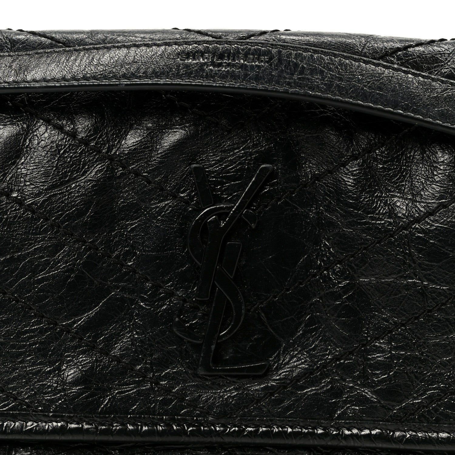 Saint Laurent Crinkled Calfskin Matelasse Monogram Baby Niki Chain Satchel Black 9 of 11