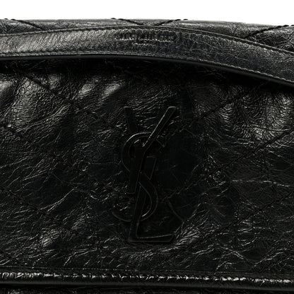 Saint Laurent Crinkled Calfskin Matelasse Monogram Baby Niki Chain Satchel Black 9 of 11