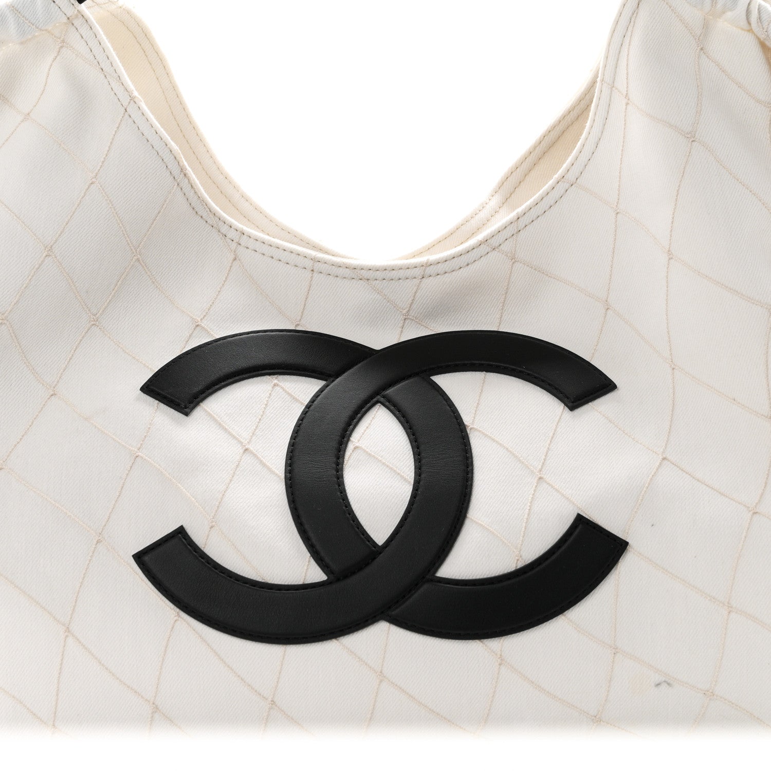 Chanel Denim Calfskin Quilted Coco Beach Small Shopping Tote White Black 9 of 11