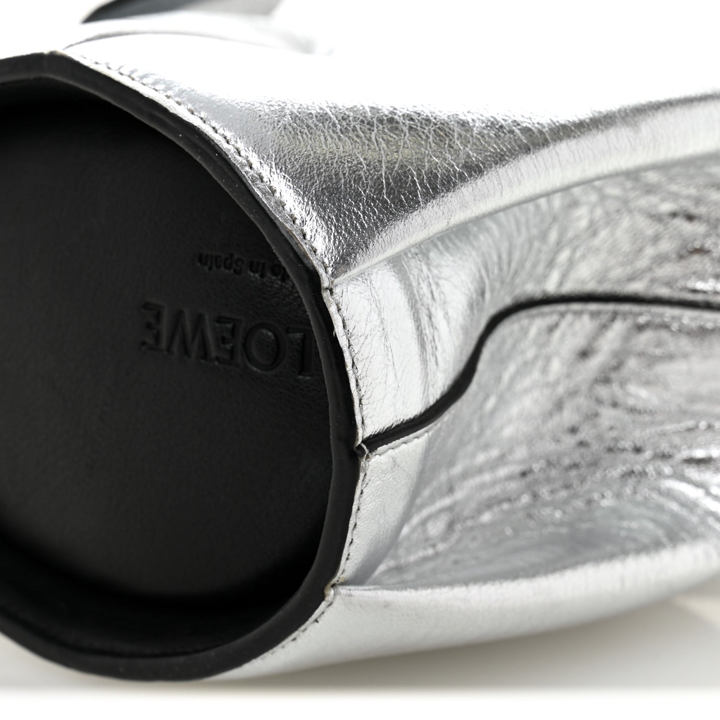 Metallic Calfskin Mini Elephant Crossbody Bag Silver