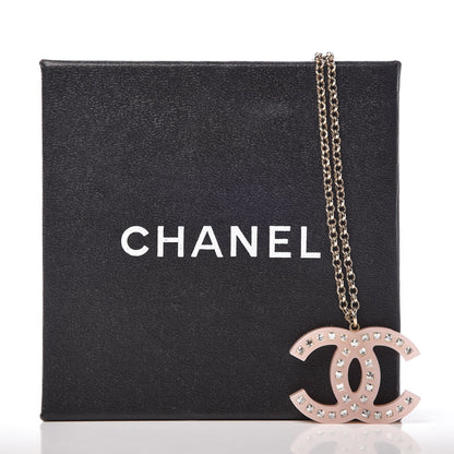 Chanel Translucent Resin Crystal CC Necklace Pink 7 of 7