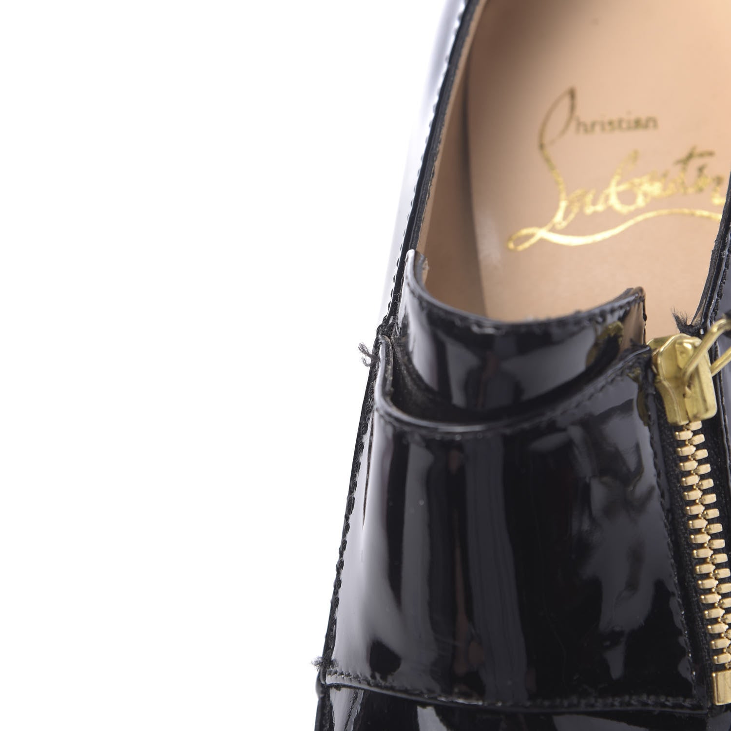 Christian Louboutin Patent Lapano Loafer Zip Booties 36 Black 14 of 14