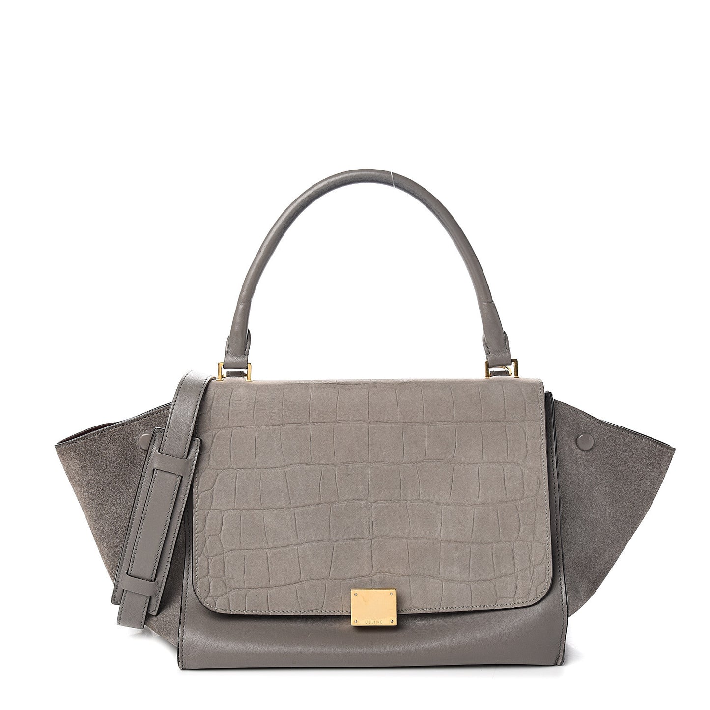Crocodile Embossed Nubuck Medium Trapeze Grey