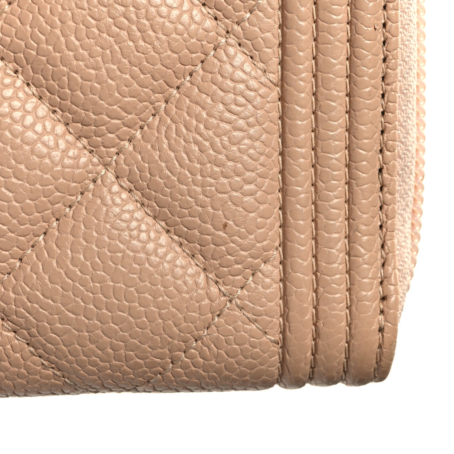 Chanel Caviar Quilted Small Boy Zip Around Wallet Beige 10 of 10
