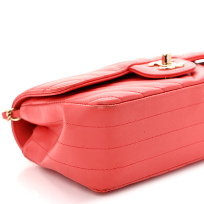 Chanel Lambskin Chevron Quilted Mini Rectangular Flap Coral 9 of 12