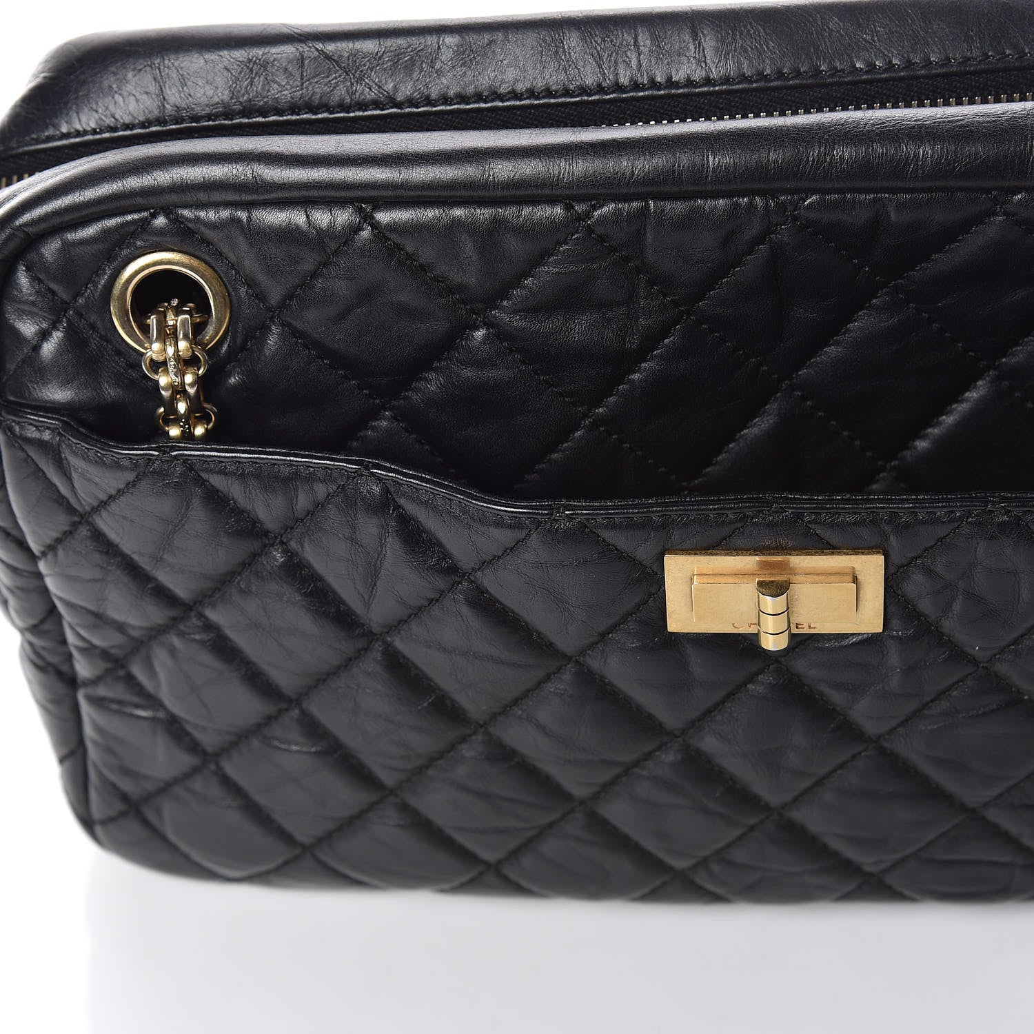 Chanel Aged Calfskin Quilted Medium Reissue Camera Case Black 11 of 13