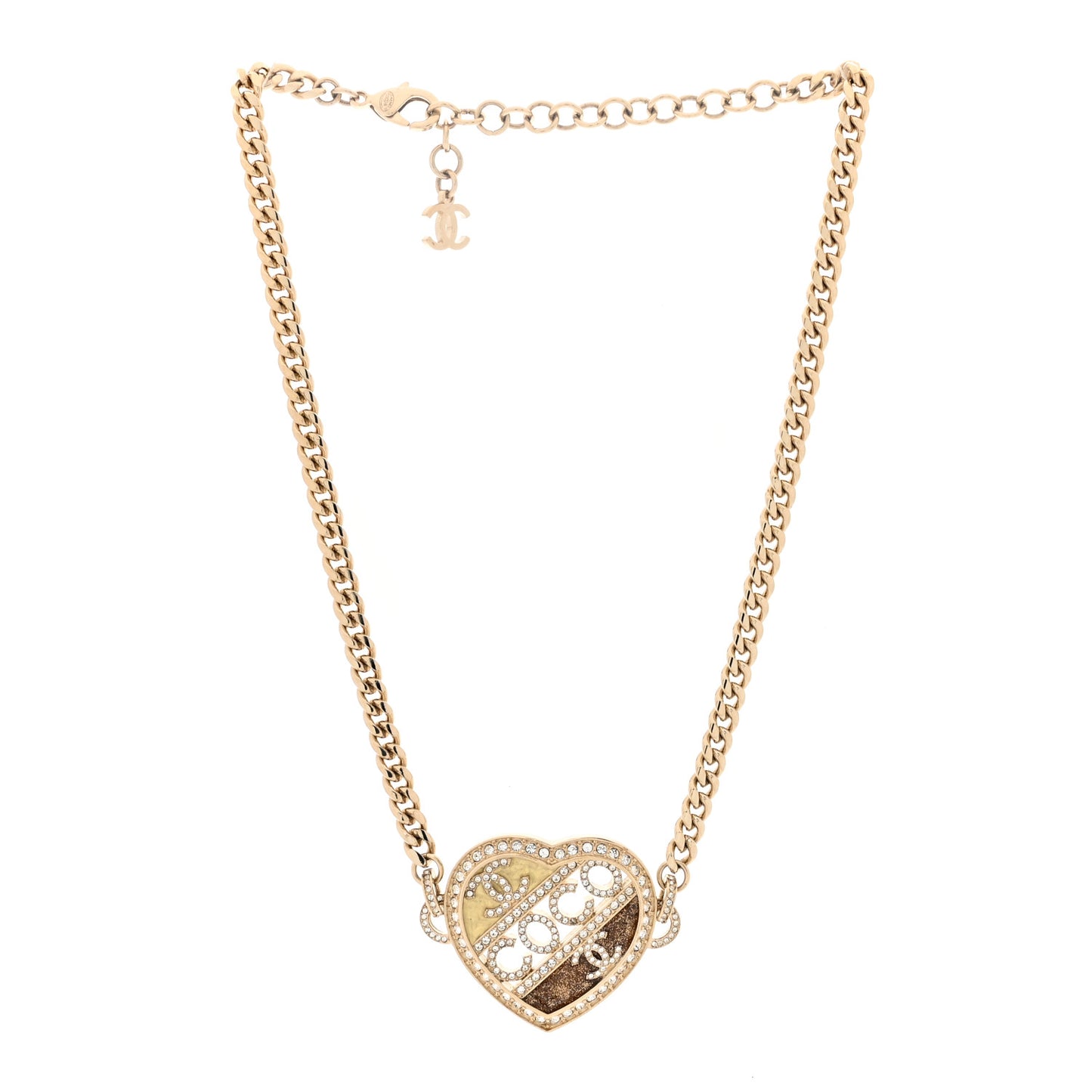 Crystal Crystal CC Coco Heart Necklace Gold