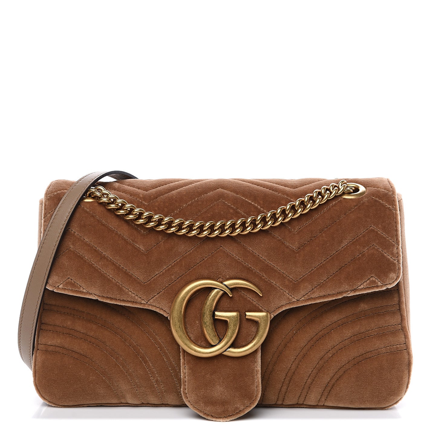 Velvet Matelasse Medium GG Marmont Shoulder Bag Taupe