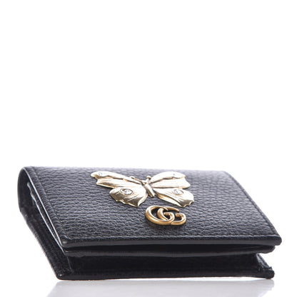 Gucci Pebbled Calfskin Butterfly Card Case Black 4 of 8