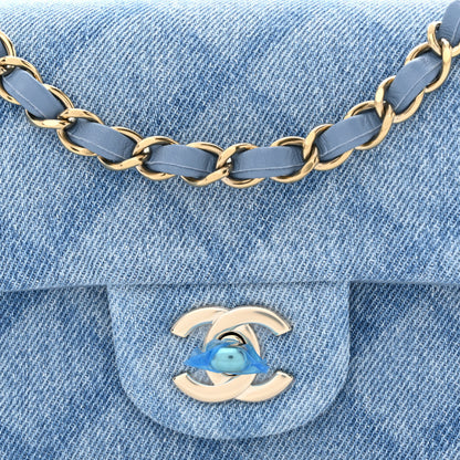 Chanel Printed Denim Quilted Mini Rectangular Flap Light Blue 8 of 10
