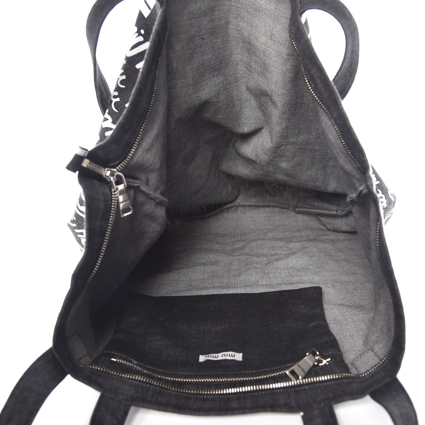 Denim Print Shopping Tote Black