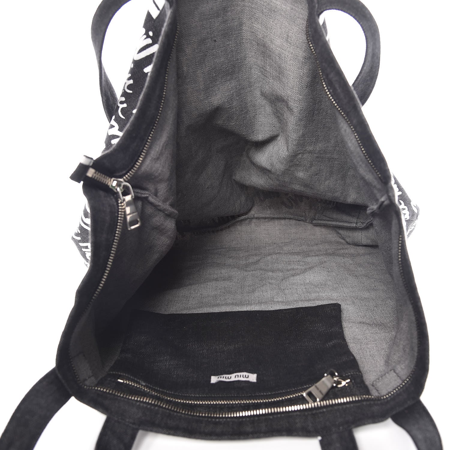 Miu Miu Denim Print Shopping Tote Black 5 of 11