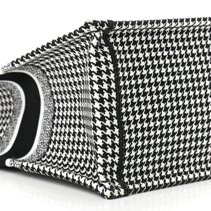 Christian Dior Canvas Houndstooth Embroidered Book Tote Black White 8 of 10