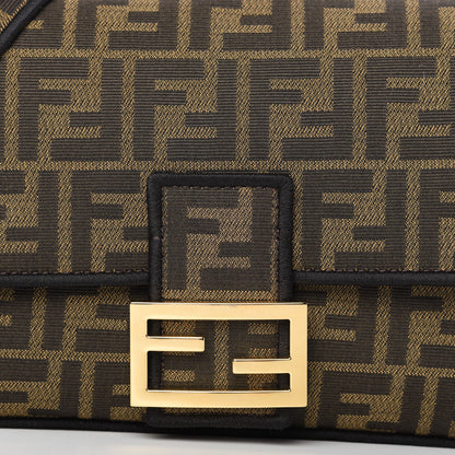 Fendi Fabric Jacquard FF 1974 Medium Baguette Tobacco Moro Black 10 of 10