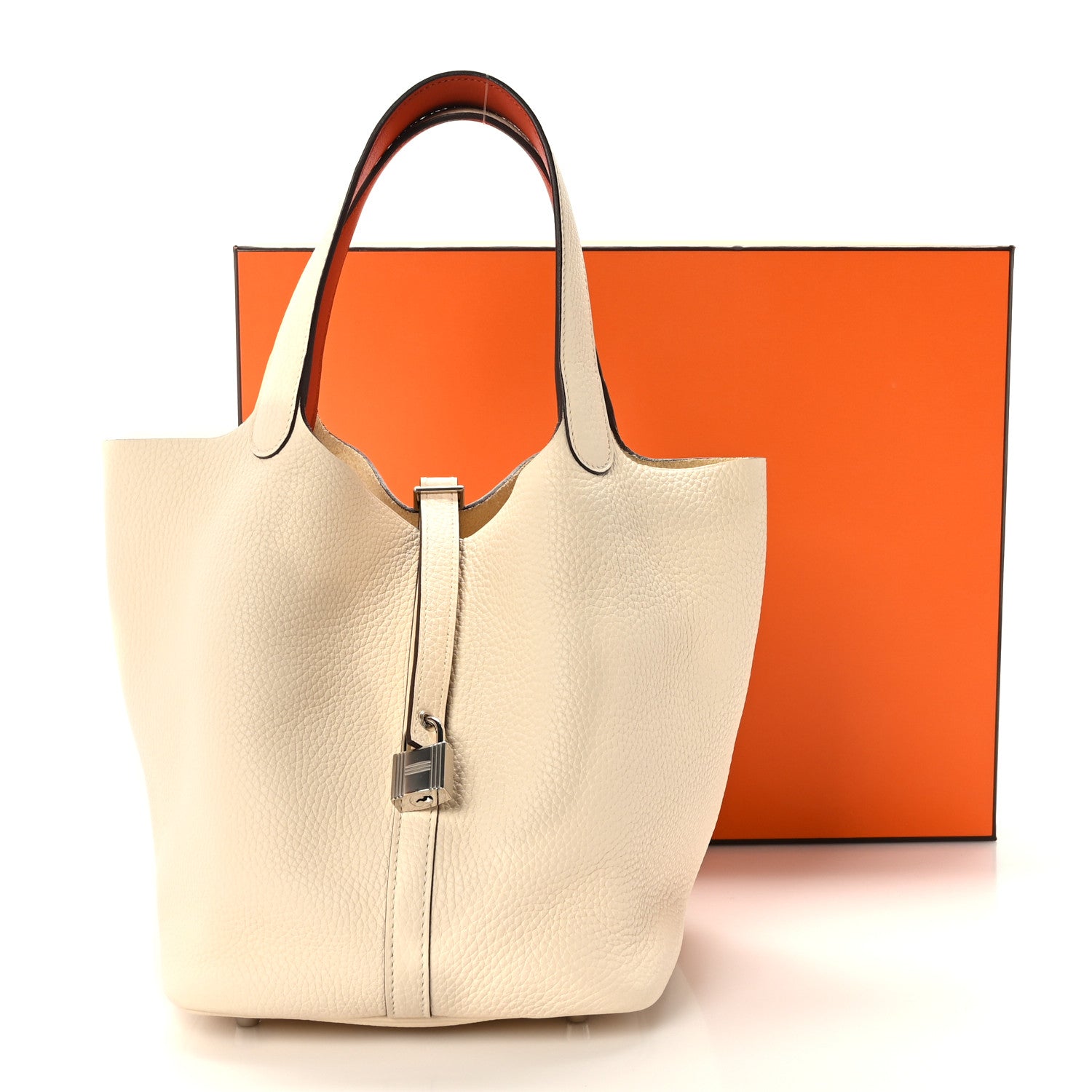 Hermes Taurillon Clemence Swift Eclat Picotin Lock 22 MM Nata Orange Poppy 12 of 12