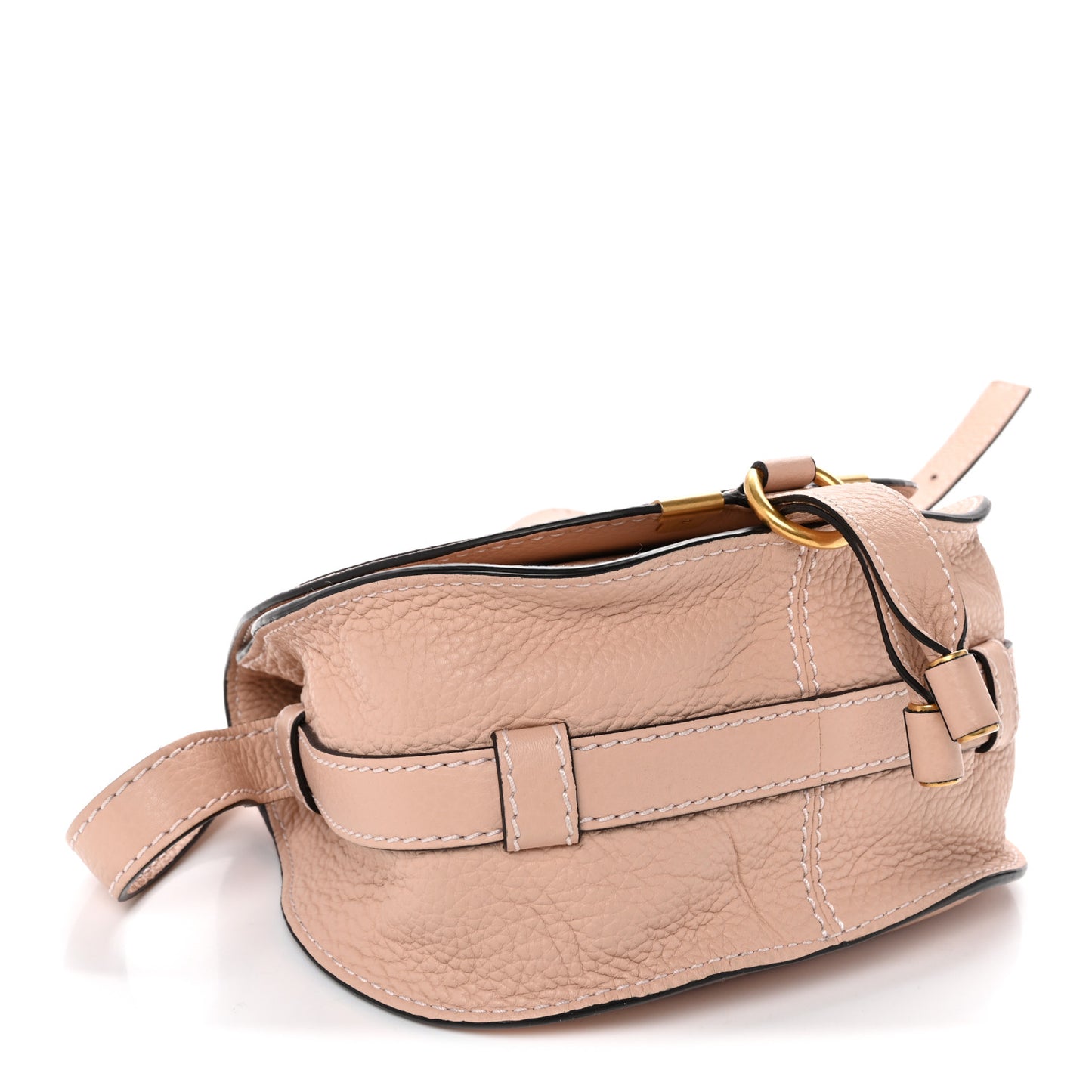 Grained Calfskin Mini Marcie Saddle Bag Blush Nude