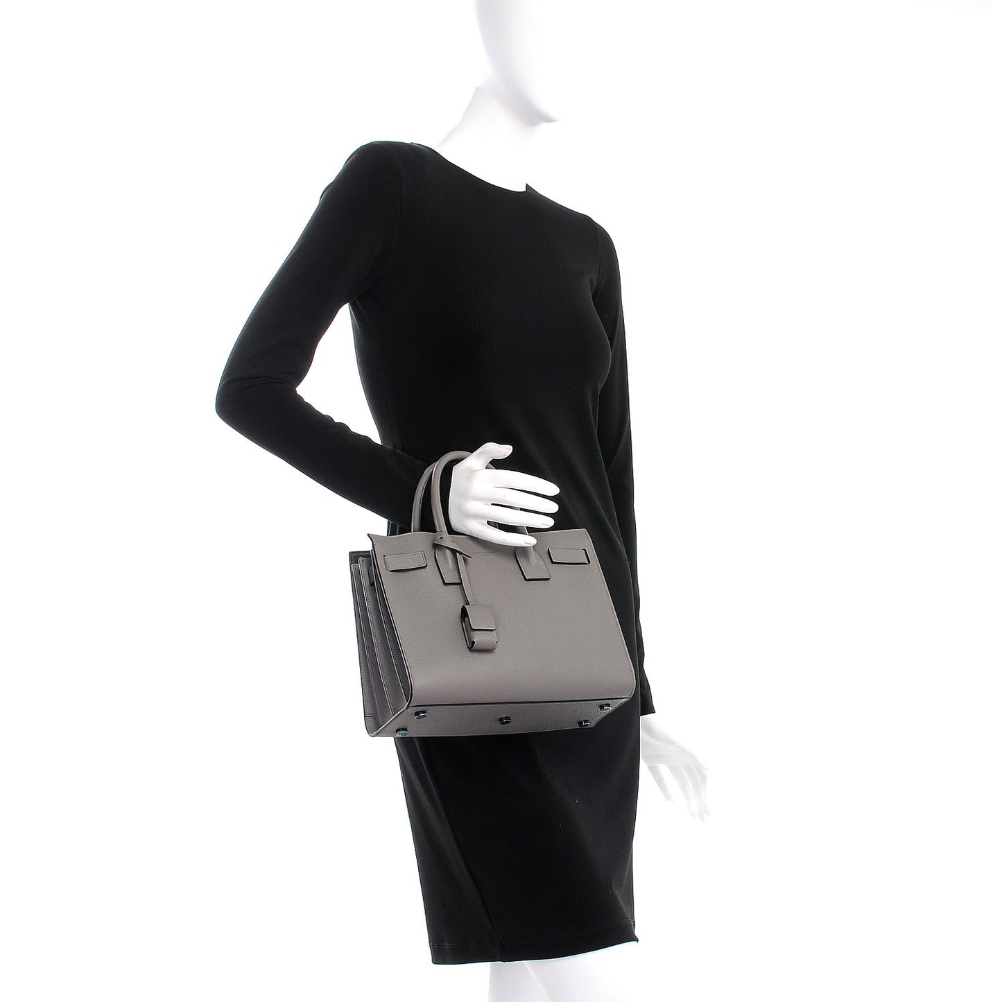 Grained Calfskin Baby Sac De Jour Grey