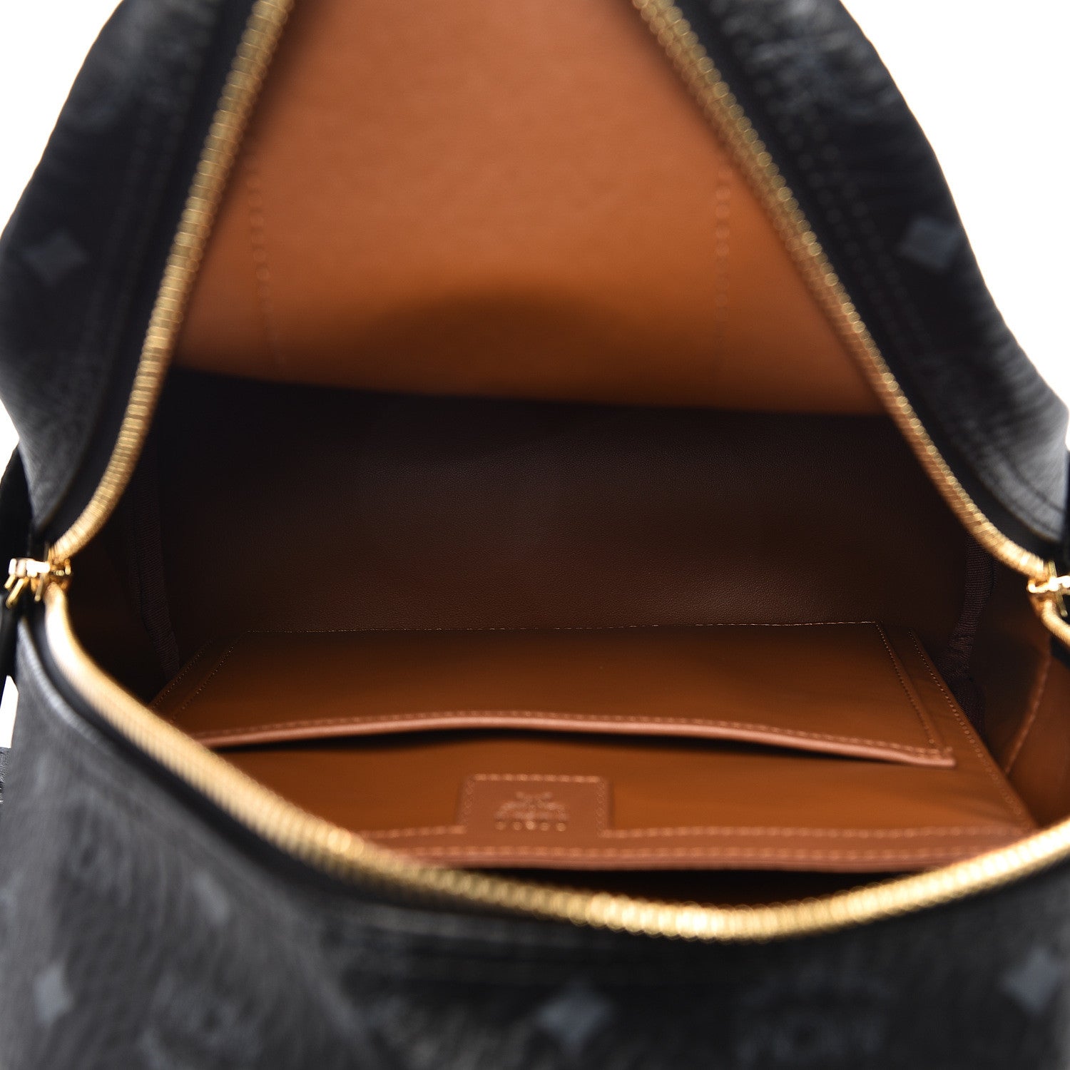 MCM Visetos Studded Small Studded Logo Stripe Backpack Black 5 of 9