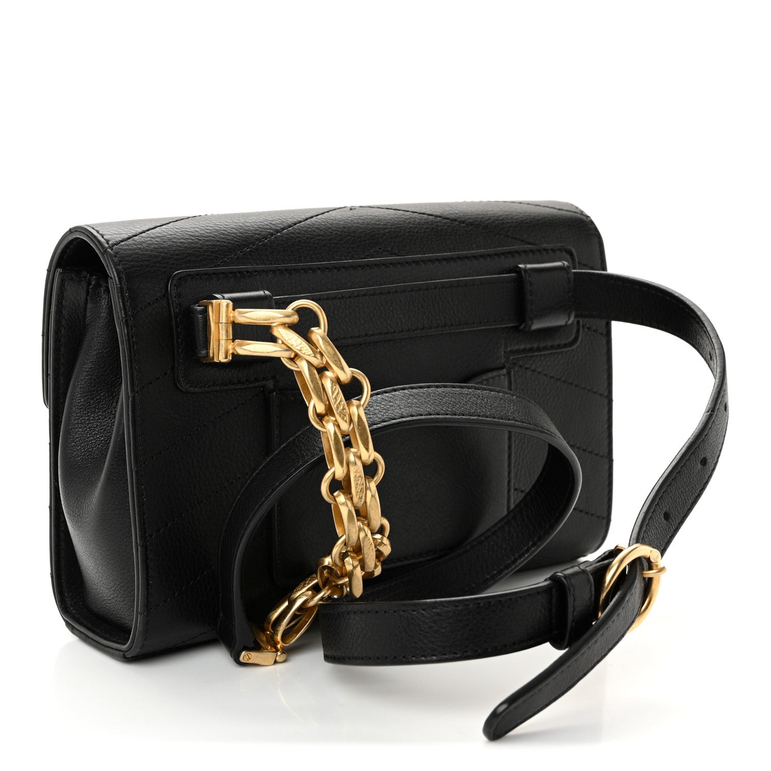 Chanel Calfskin Chevron Stitched Coco Waist Bag Black 3 of 10