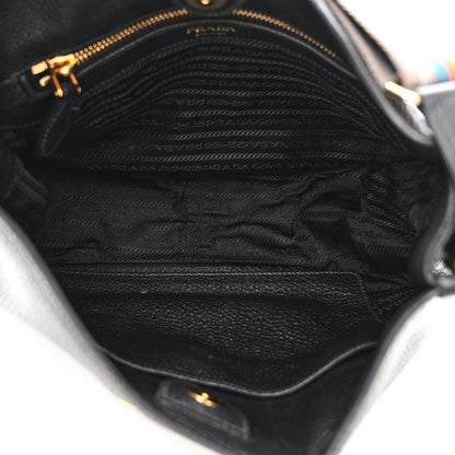Prada Vitello Daino Zippered Messenger Hobo Black 5 of 18