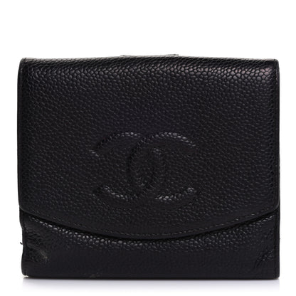 Chanel Caviar Timeless CC Compact French Wallet Black 1 of 17