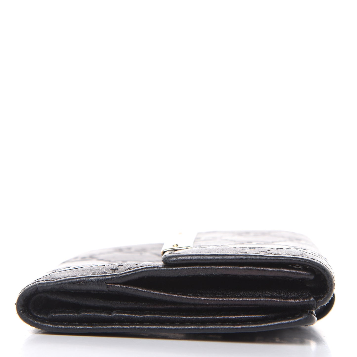 Guccissima Metal Bar French Flap Wallet Black