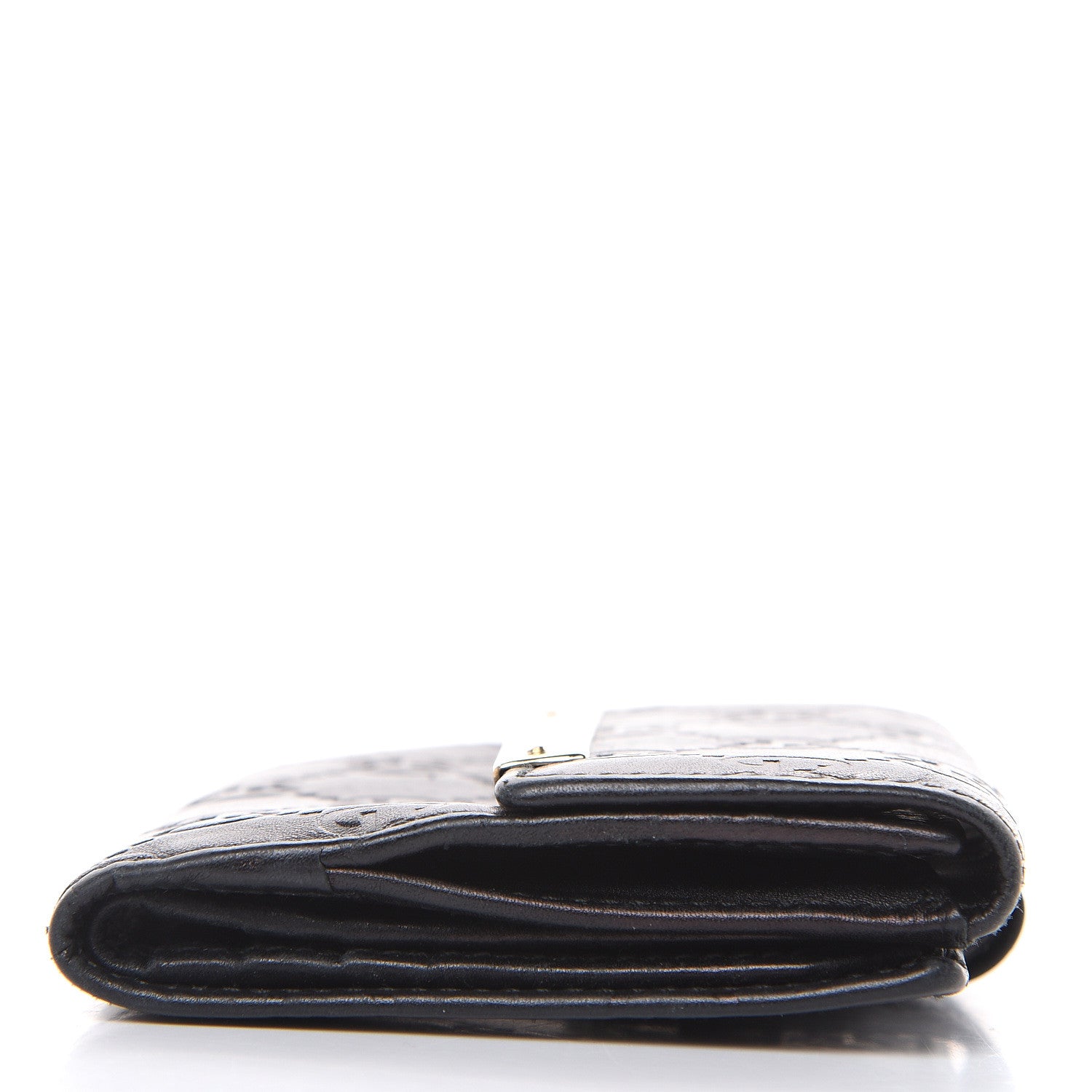 Gucci Guccissima Metal Bar French Flap Wallet Black 9 of 12