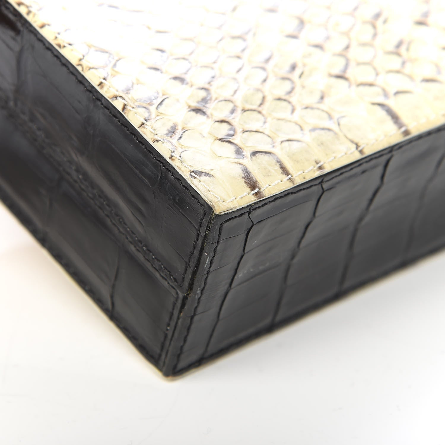 Nancy Gonzalez Snakeskin Crocodile Box Clutch Ivory Black 7 of 10