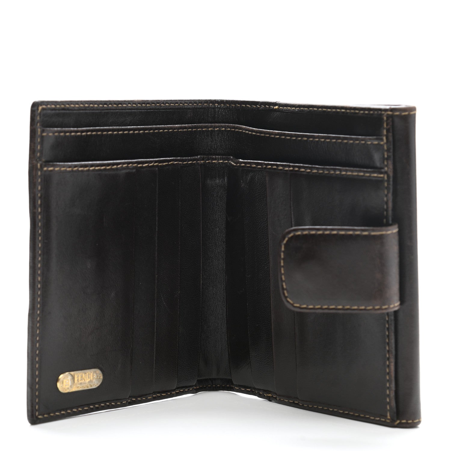 Fendi Zucca Calfskin Compact Wallet Tobacco 5 of 14