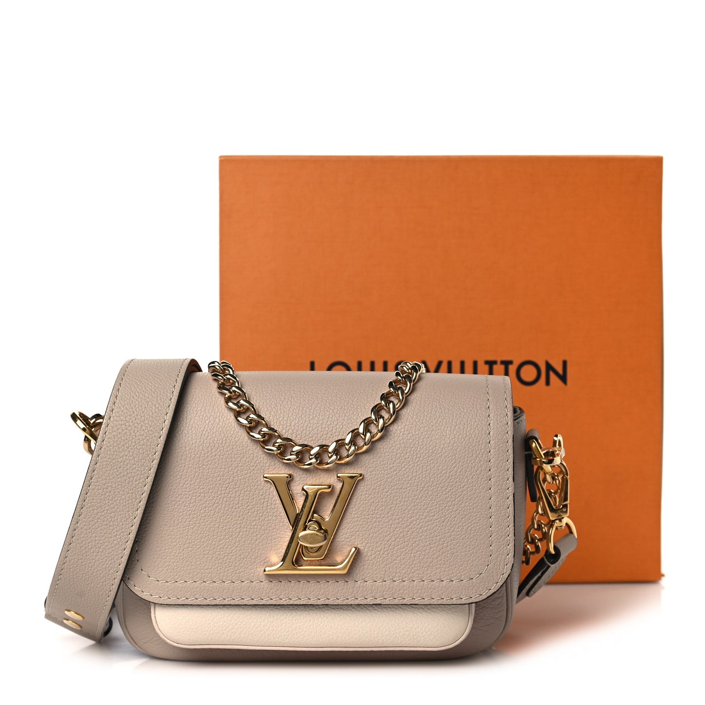 Grained Calfskin Lockme Tender Greige