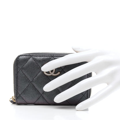 Chanel Iridescent Caviar Quilted Zip Coin Purse Black 2 of 8