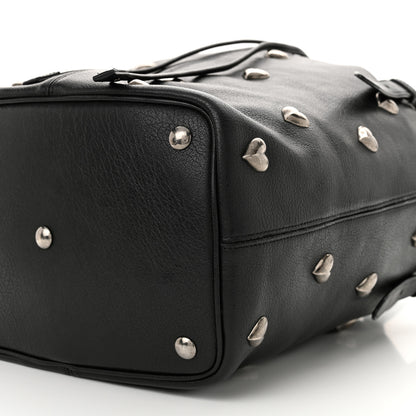 Saint Laurent Lambskin Medium Heart Studded Riva Bucket Bag Black 10 of 11