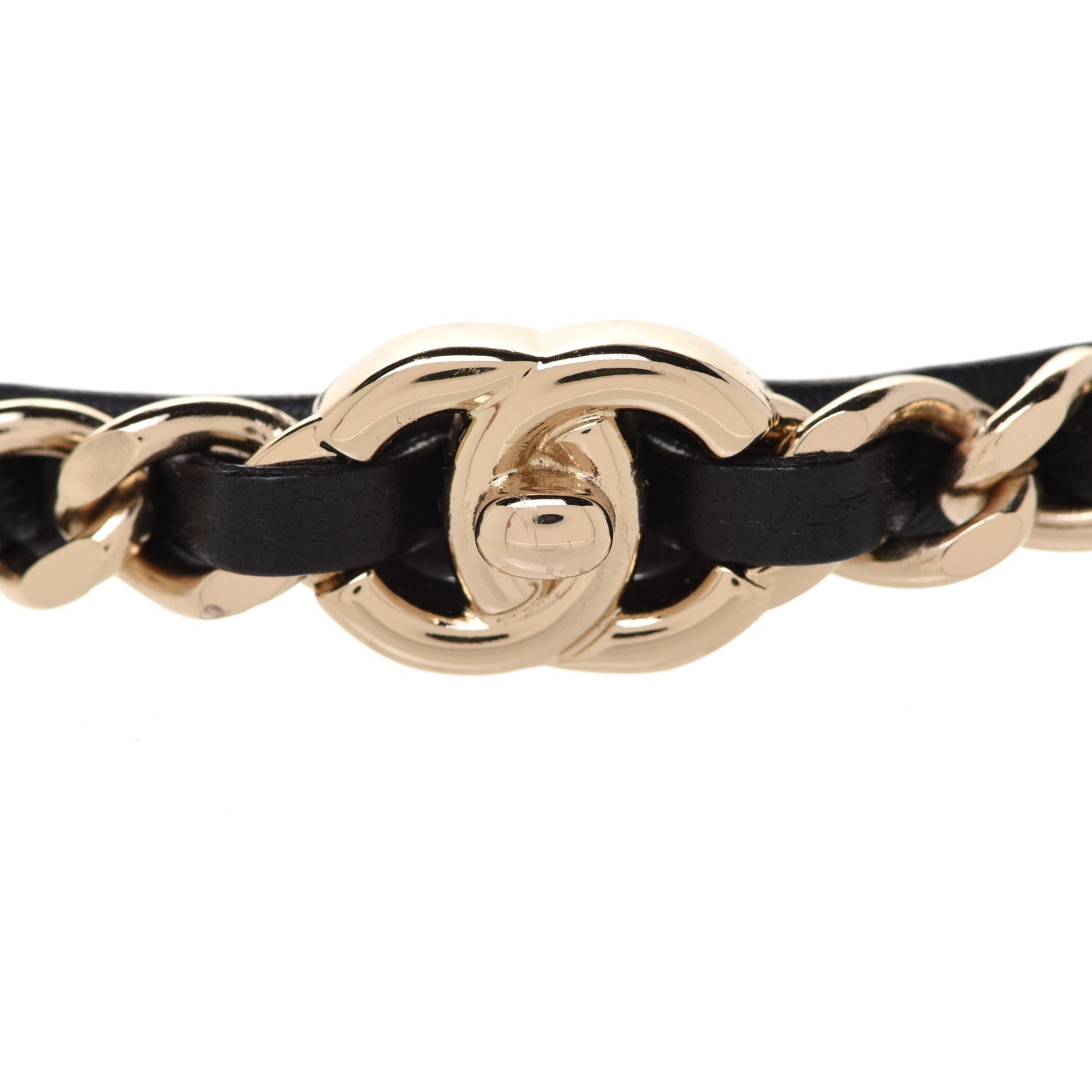 Chanel Metal Lambskin CC Turnlock Chain Headband Gold Black 4 of 6