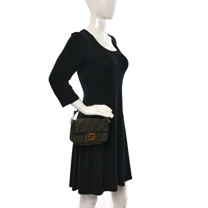 Fendi Fabric Jacquard FF 1974 Mini Baguette Tobacco Moro Black 2 of 8
