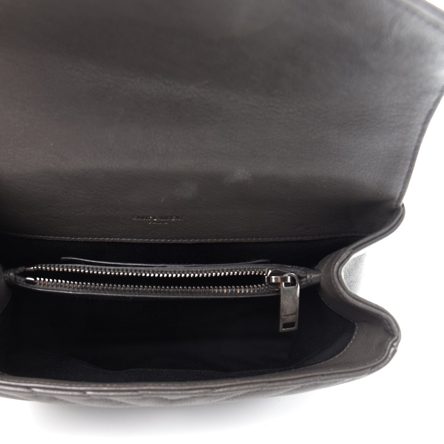 Sheepskin Matelasse Chevron Monogram Medium College Bag Asphalt