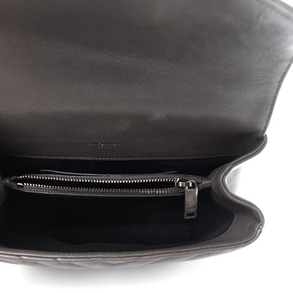 Saint Laurent Sheepskin Matelasse Chevron Monogram Medium College Bag Asphalt 5 of 11