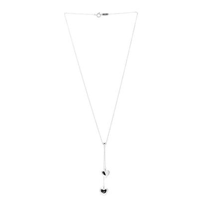 Tiffany Sterling Silver Double Heart Lariat Pendant Necklace 3 of 4