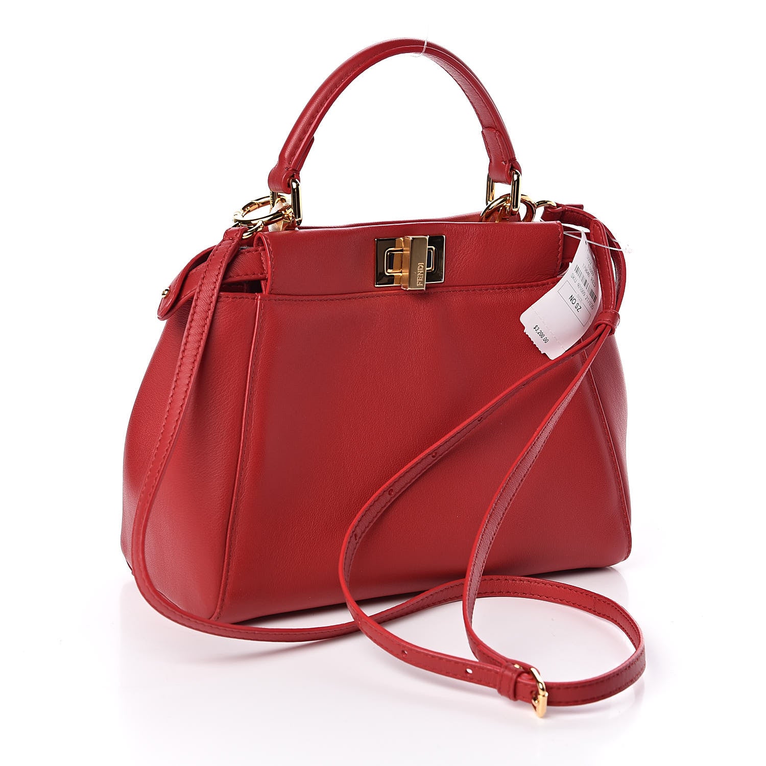 Fendi Nappa Mini Peekaboo Iconic Satchel Fragola 3 of 10