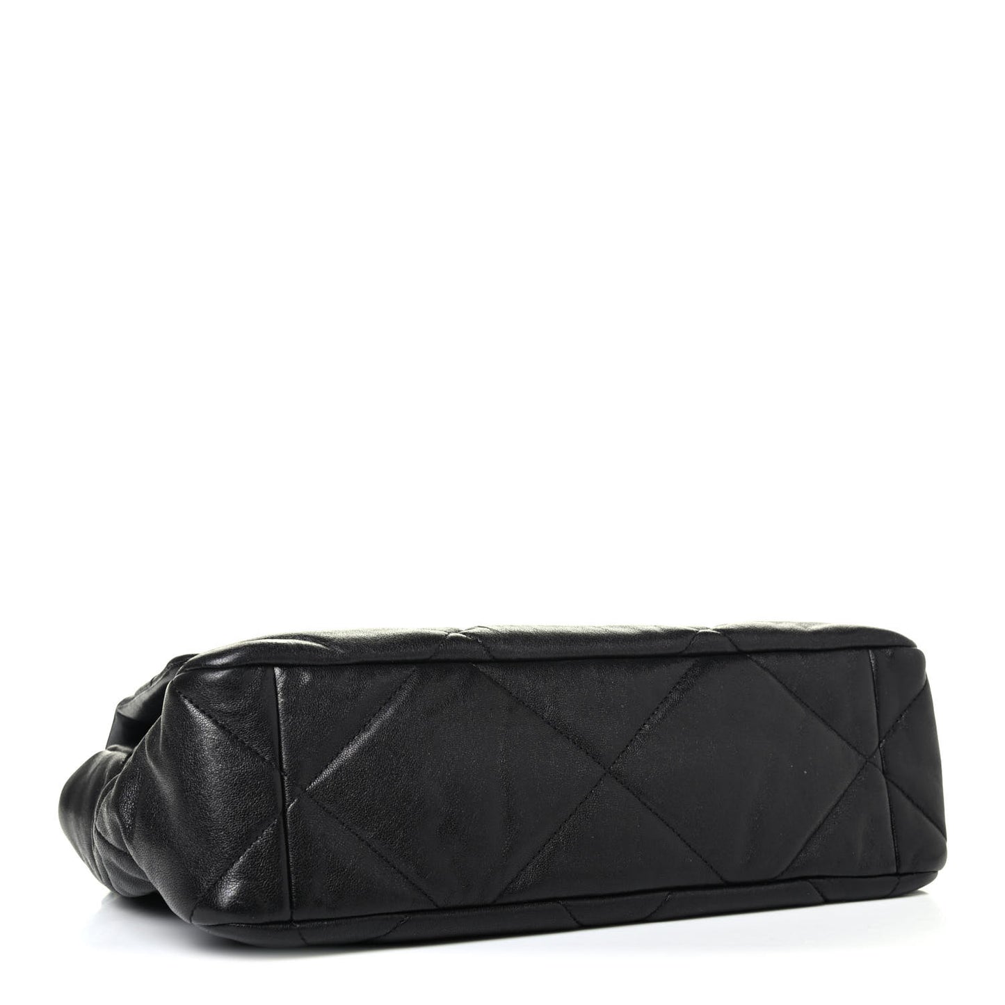 Shiny Goatskin Quilted Large Chanel 19 Flap Black