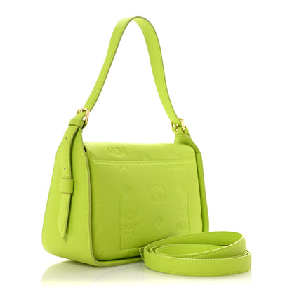 MCM Calfskin Ottomar Small Aren Flap Hobo Acid Green 3 of 9