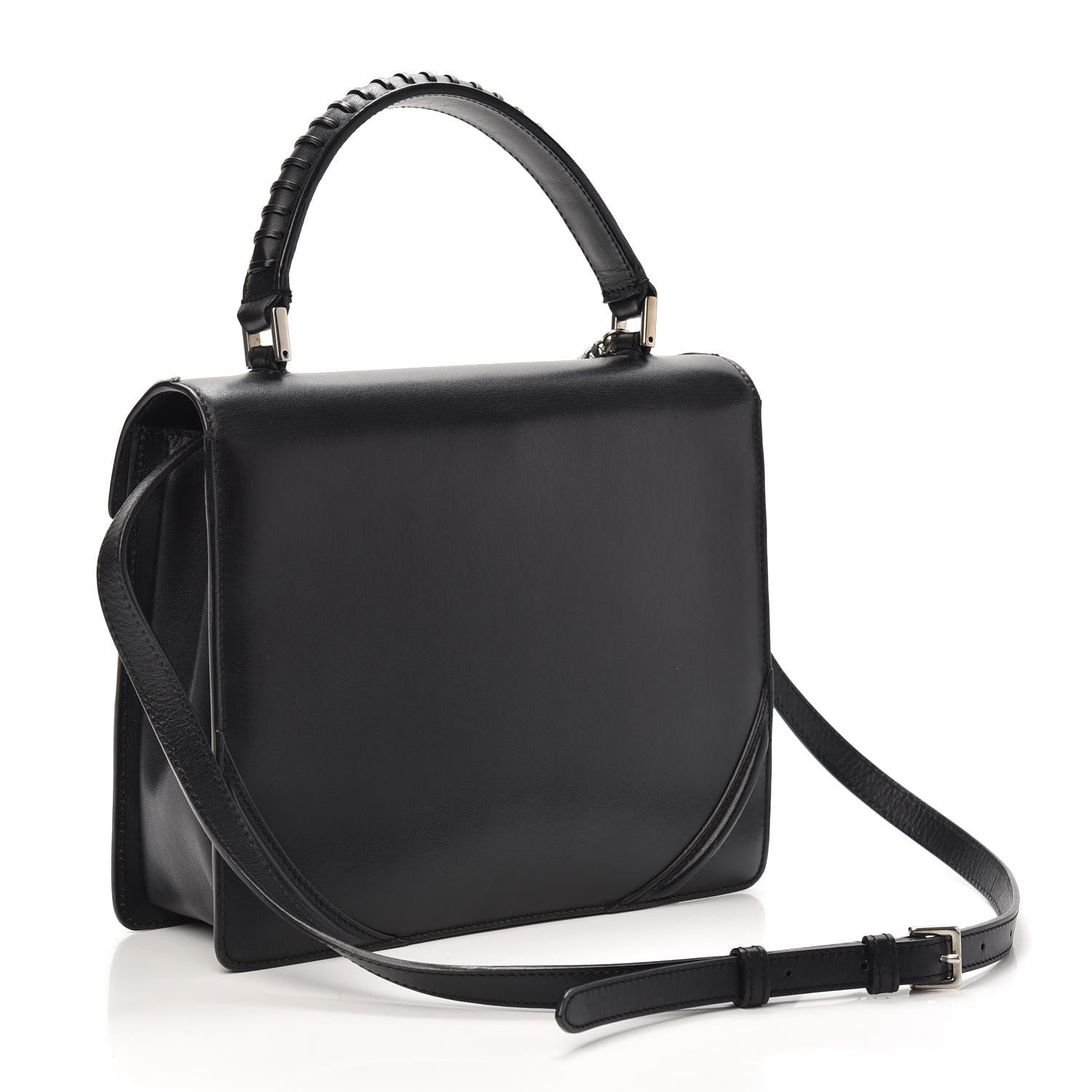 Alexander McQueen Calfskin Chain Flower Satchel Black 3 of 10