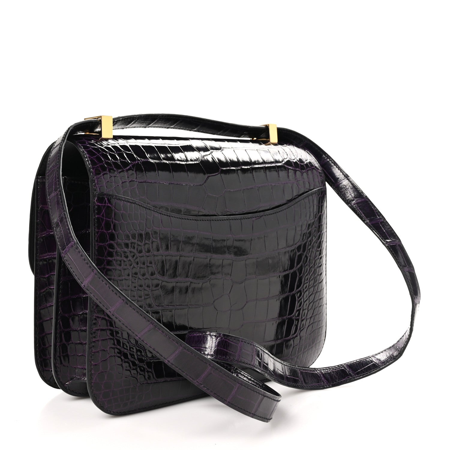 Hermes Shiny Alligator Constance 24 Aubergine 3 of 11