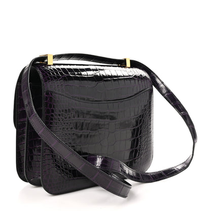 Hermes Shiny Alligator Constance 24 Aubergine 3 of 11
