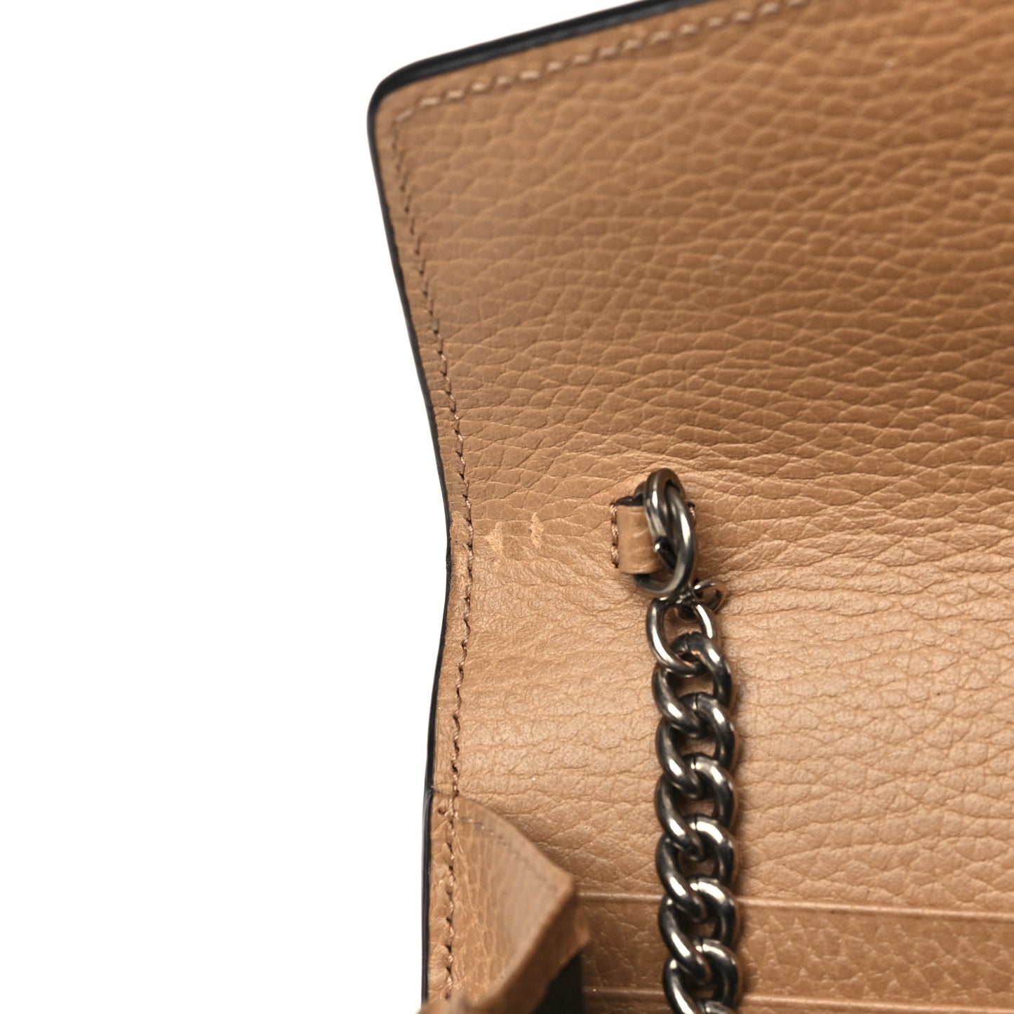 Dollar Calfskin Crystal Mini Dionysus Chain Wallet Natural Tan Black Diamond