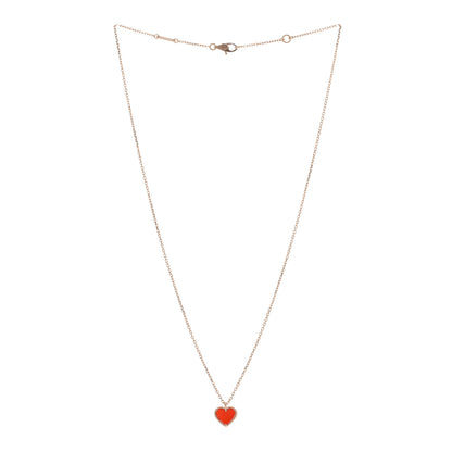 Van Cleef & Arpels 18k Rose Gold Carnelian Sweet Alhambra Heart Pendant Necklace 3 of 5