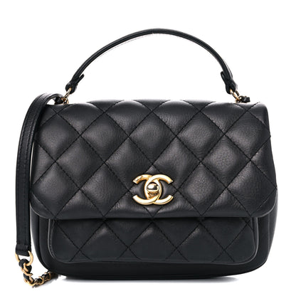 Chanel Calfskin Quilted Top Handle Flap Black 1 of 11