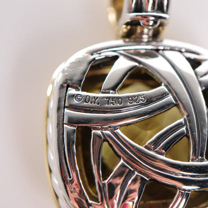 David Yurman Sterling Silver 18K Yellow Gold Lemon Citrine 14mm Albion Enhancer Pendant 4 of 4