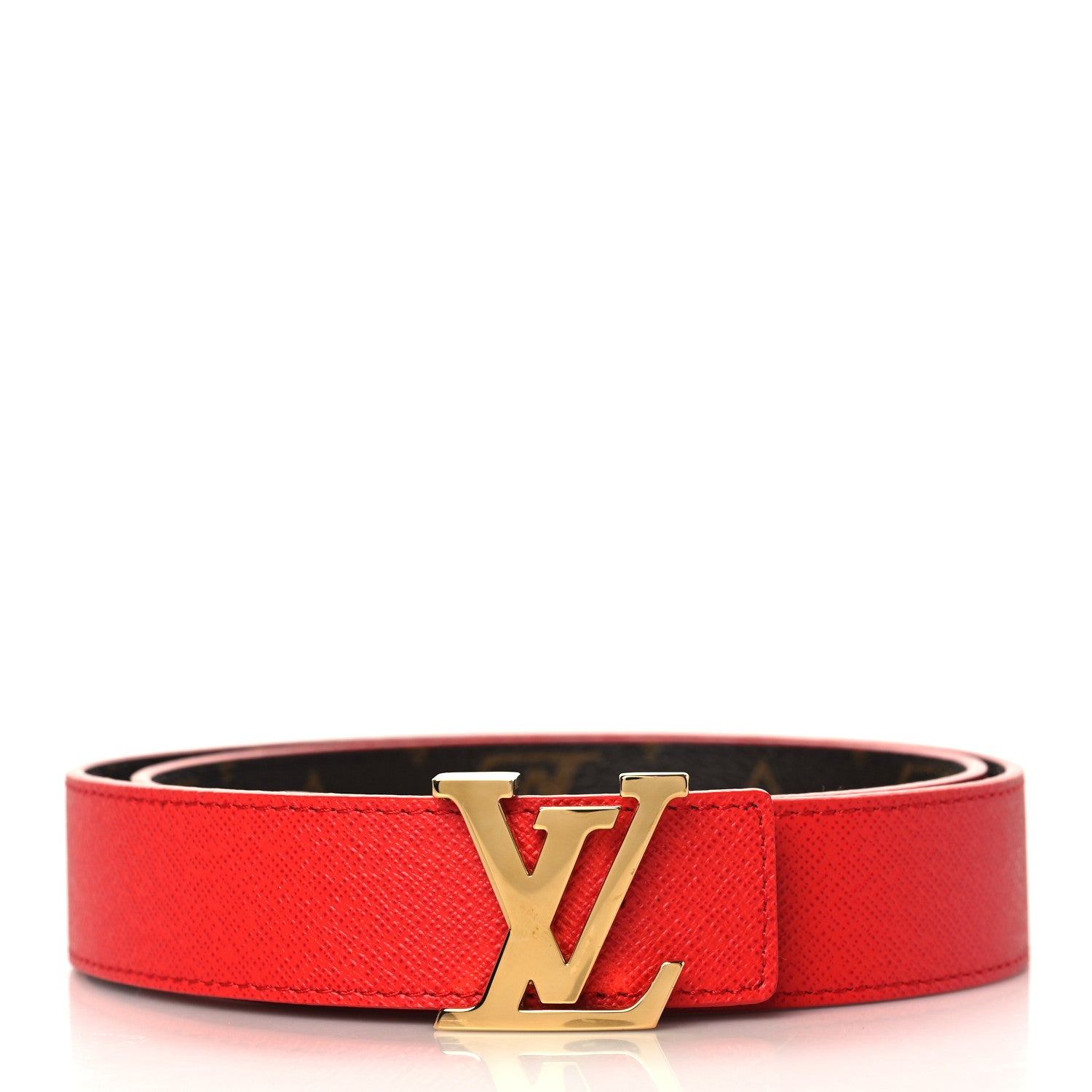 Louis Vuitton Calfskin Monogram 30mm LV Initiales Reversible Belt 75 30 Coquelicot 1 of 6