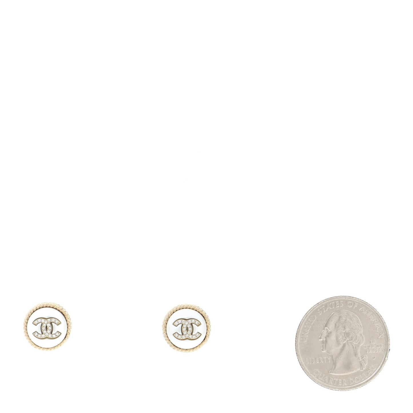 Pearl Crystal CC Round Earrings Gold