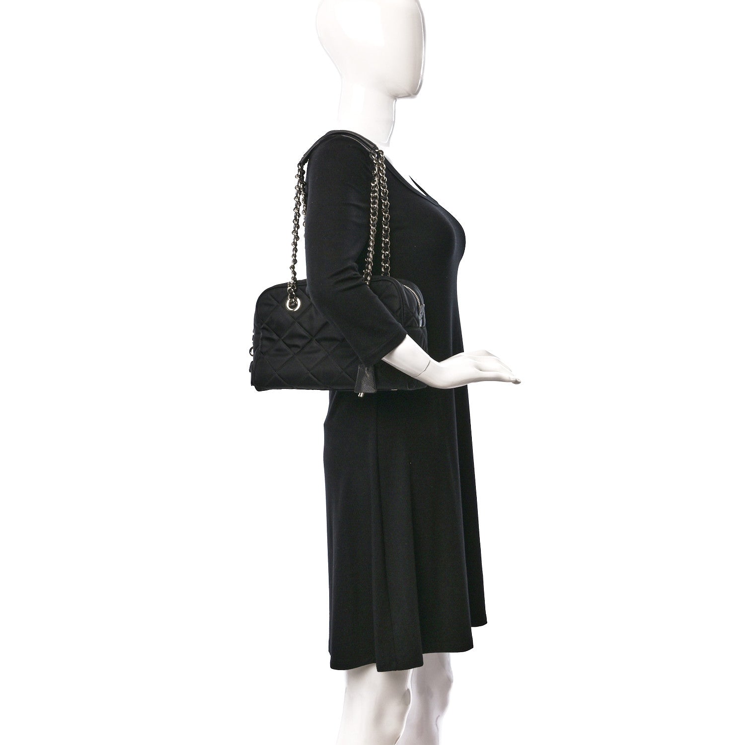 Prada Nylon Tessuto Impuntu Quilted Shoulder Bag Black 2 of 12
